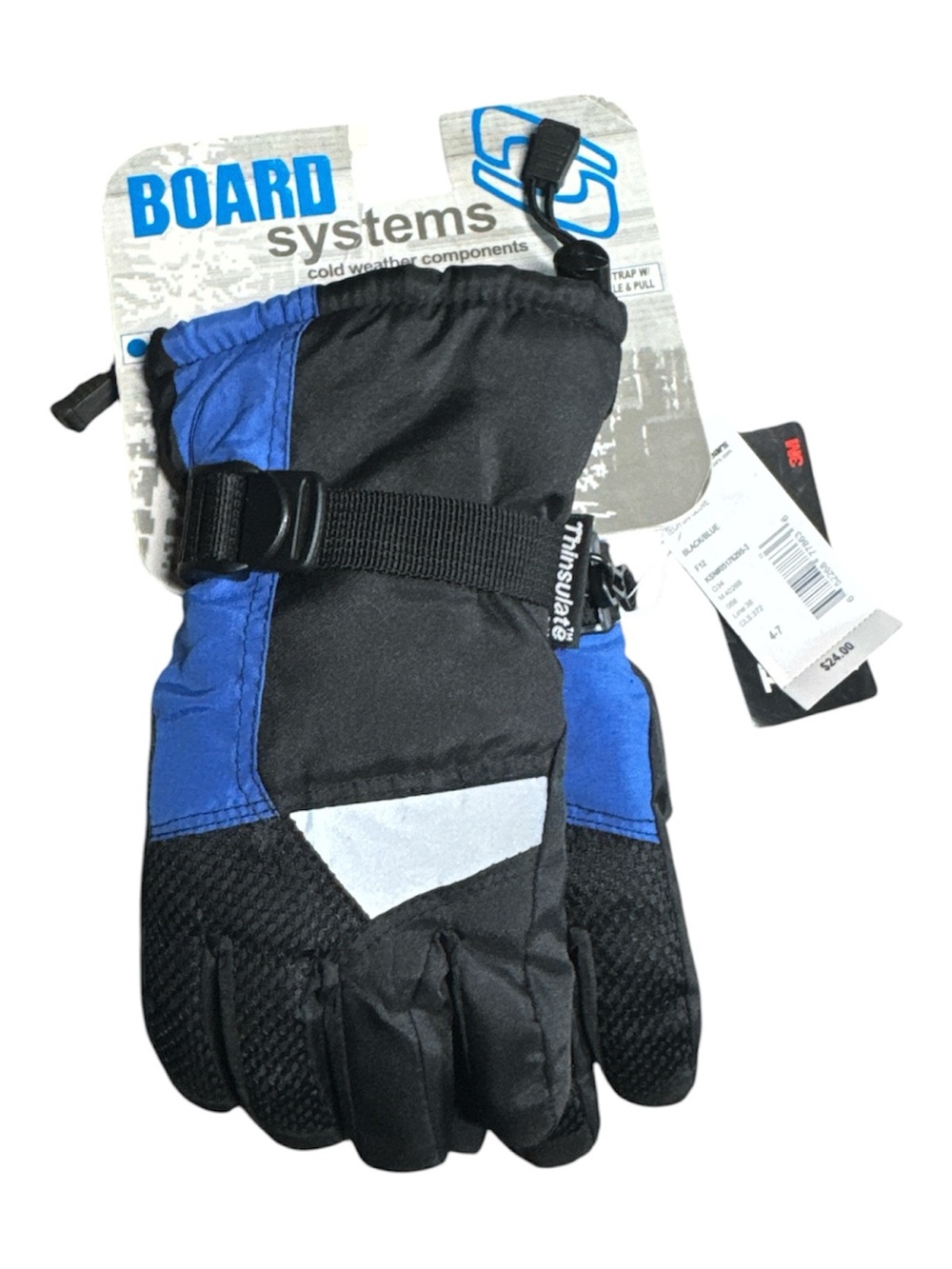 3M Thinsulate Board systems Kids Black and Blue Insulated Snow Gloves